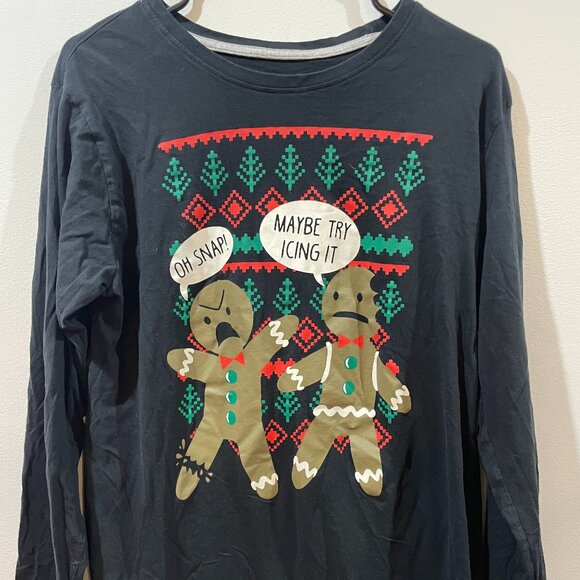 Seven Oaks "Oh Snap, Maybe Try Icing It" T-Shirt Gingerbread Man Humor Sz Large - Picture 2 of 4